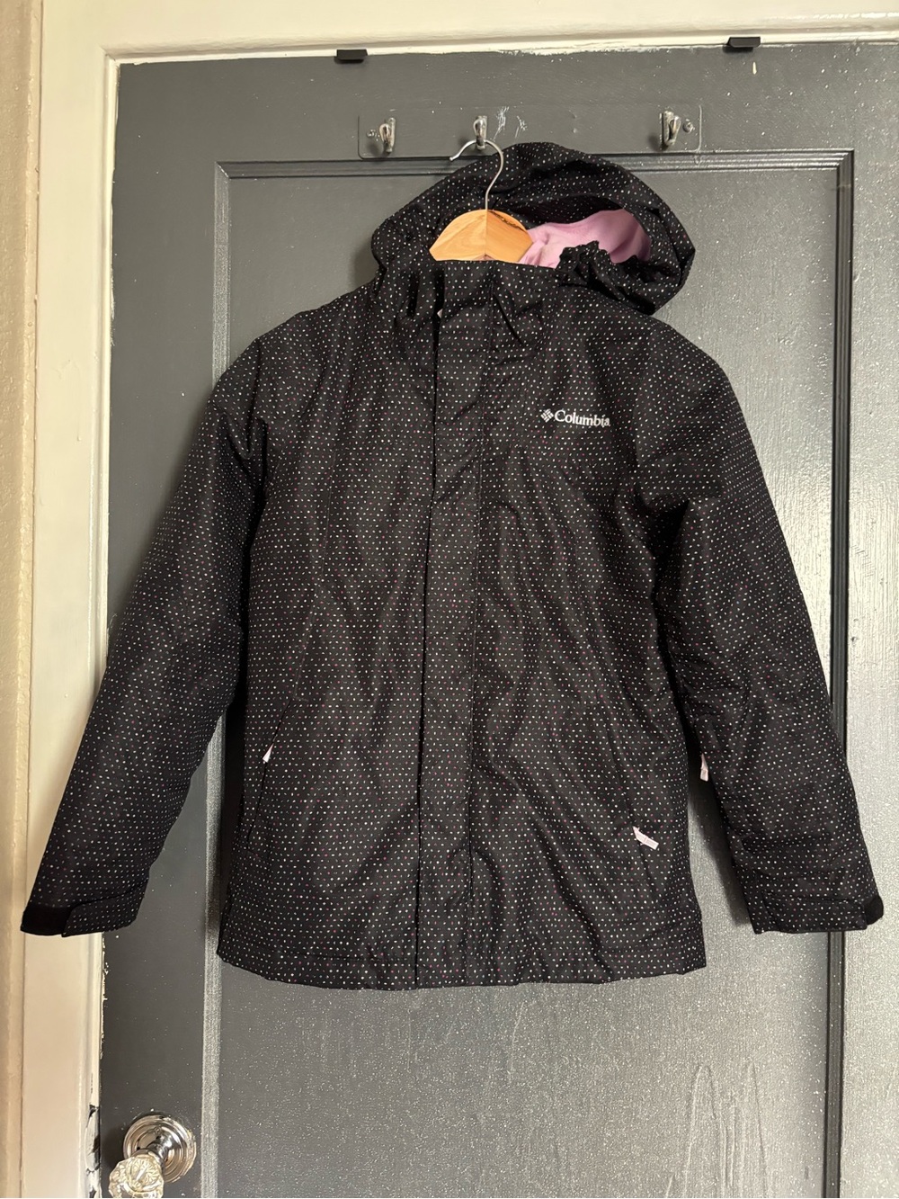 Columbia Girls' Black Dot Print Waterproof ski Jacket